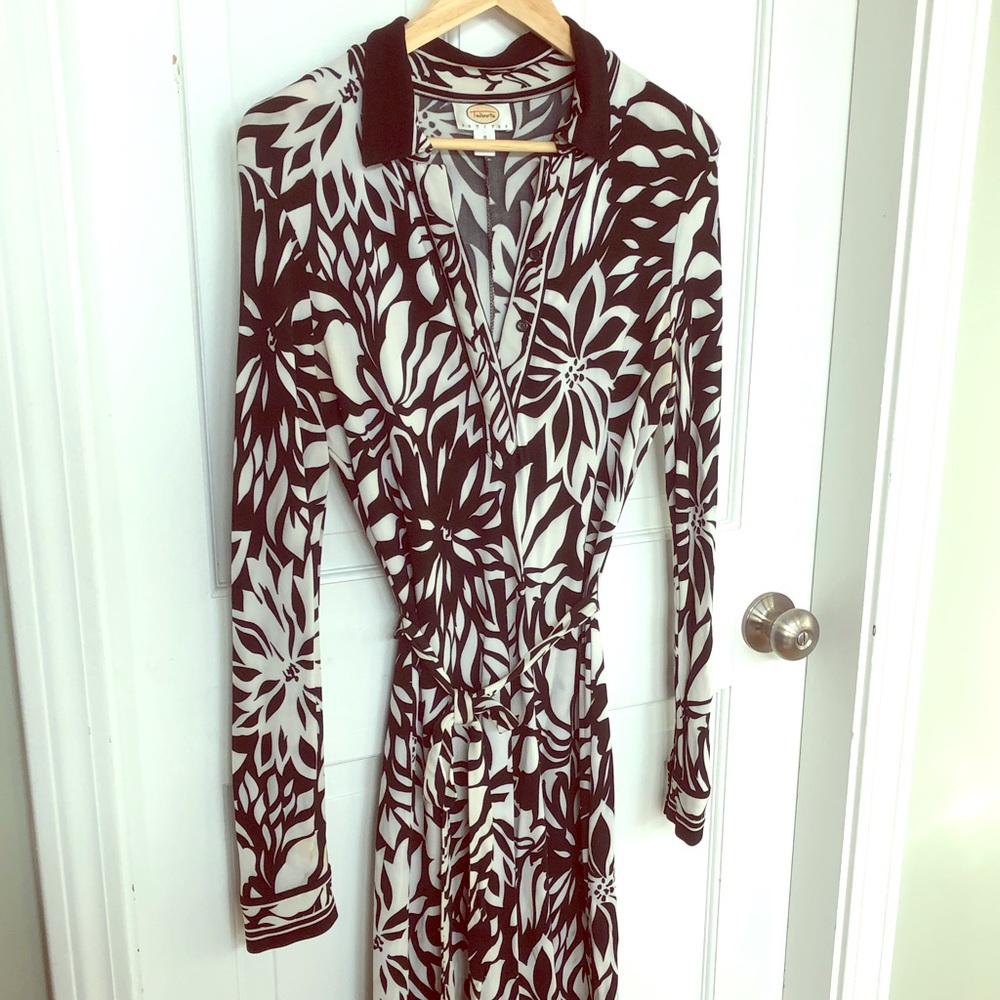 Talbots Petite sz Small black & white floral dress